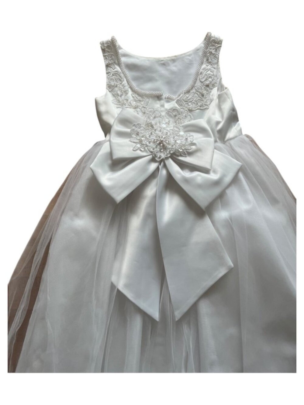 Y2K Lady Eleanor David's Bridal White Special Event Dress - Size Youth Girls 4 - Picture 3 of 6